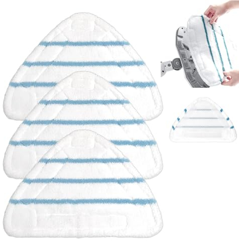 Scopa a Vapore Panni Ricambio Lavabile, 3 Pezzi Tampone di Ricambio per Scopa a Triangolo, Triangolare per Pulizia del Pavimento in Microfibra Pad Testa per Scopa A Vapore, Lavabile in Lavatrice