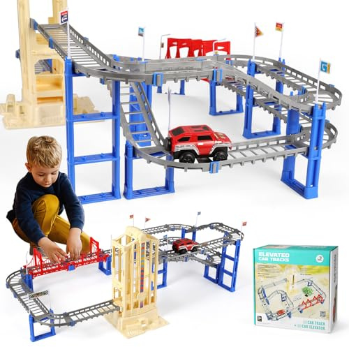 89Pcs Zug Set Spielzeug mit Schienen – Eisenbahn Kinder Elektrisch mit Verschiedenes DIY-Zubehör, Elektrischer Triebwagen, Verschiedene Gleistypen, für Kinder ab 3+ Jahre, Lernspielzeug für Kind (B)
