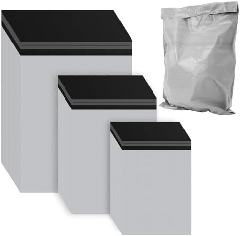 Sinjeun 300 stycken självhäftande fraktpåsar, 3 storlekar 25 x 35/34 x 46/38 x 51 cm HDPE-ogenomskinlig fraktpåse med självlimning, grå förpackningspåse för varor, kläder