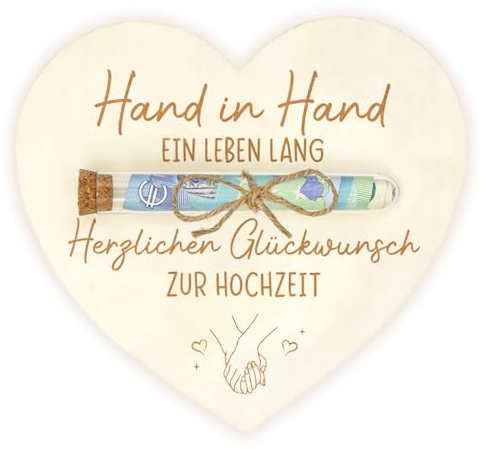 Hochzeit Geldgeschenk Verpackung aus Holz, Hochzeitsgeschenk Geld mit Reagenzglas, Hochzeitskarte Geldgeschenke Verpackung für Hochzeit das Brautpaar