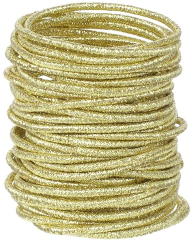 Ymapinc 50 Stück Glänzend Haargummis Damen Gold Haargummi Dünnes für Pferdeschwänze Elastisches Scrunchie,Schnürt Haar Nicht, Angenehm zu tragen, für Frauen und Mädchen