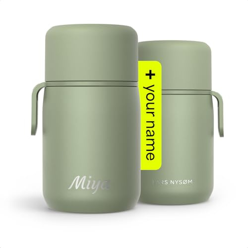 LARS NYSØM Personalisierter Thermobehälter für Essen aus Edelstahl mit Isolierbehälter & Vakuum Speisebehälter mit Gravur - als Geschenk-Idee mit Namen für Männer und Frauen (Sage Green, 700ml)