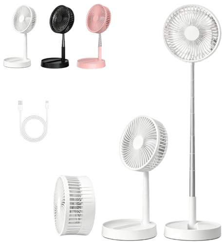 Cordless Fan, Portable Fan, 7200mAh Foldable Oscillating Standing Fan, Cordless Telescopic Fans Rechargeable with 4 Speed for Bedrooms, Desktops, Office and Travel (#A,3600mAh)