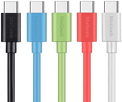 MaGeek® [Paquete de 5 1,0m Cables USB Tipo C (USB-C) a USB 2.0 para Samsung Galaxy S8, S8, Nexus 6P, LG G6, nuevo MacBook, Google Pixel XL, OnePlus2 y más (Negro, Blanco, Verde, Azul, Rosado)