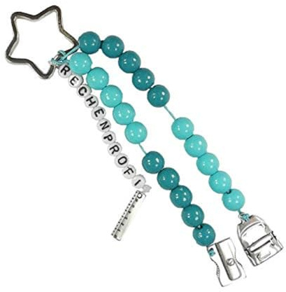 Pracht Creatives Hobby 5935-12181 Rechenkette zum Selbstgestalten, mit Schlüsselanhänger, Rechenprofi türkis-ton, Bastelset mit 20 Rechenperlen, als Geschenk zur Einschulung