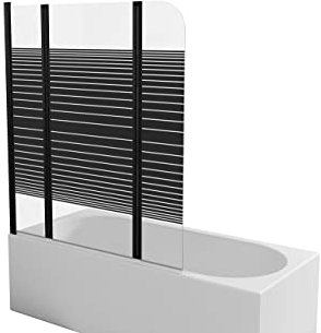 Marwell Black Lines Badewannenaufsatz 125 x 140 cm Duschwand für Badewanne 3-teilig faltbar in matt schwarz - Duschabtrennung aus 4 mm starken Einscheibensicherheitsglas