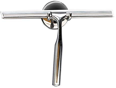 S-R Shower Squeegee With 10 Silicone Blade Professional Glass Wiper Stainless Steel Household Window Cleaning With Holder Suction Cup Hook For Bathroom Car Mirror