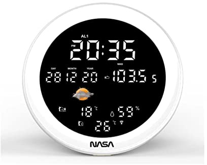Station Météo NASA WSP1700 Effet Bois avec Enceinte Bluetooth | Provenance France. Emballage securisé. Livré avec Facture dont TVA.