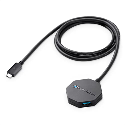 Cable Matters Ultra Mini 4-Port USB C Hub with Long 4ft Cable Tail, Black | USB C to 4x USB A Ports, Long Extension Cable, Compatible with Thunderbolt 4/USB4/Thunderbolt 3 Ports
