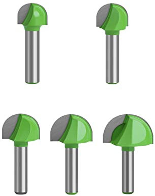 BIGP 5 Stücke 8 mm Schaft Rund Nase Cove Core Box Fräser Hartmetall Oberfräser Hohlkehlfräser Kugelfräser Holzbearbeitung Fräser (Ø 16/18/22/25/32 mm)