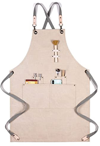 ALCKO Werkzeugschürze Schwere Arbeitsschürze Unisex Mit Taschen for Ingenieure Schreiner Maler Zimmermann Garten (Color : Khaki, Size : XL)