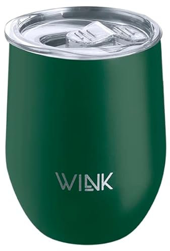WINKbottle WINK Thermobecher 350ml aus Edelstahl – Auslaufsicher und BPA-frei – Isolierbecher für Kaffee, Tee und Kaltgetränke – Kaffeebecher To Go mit Deckel – Reisebecher für unterwegs - Dunkelgrün