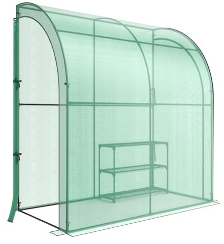 RELAX4LIFE Gewächshaus, Foliengewächshaus Winterfest mit 3-stöckigem Blumenregal, Überwinterungszelt für Pflanzen mit 2 aufrollbaren Türen, 198,5 x 98 x 215 cm