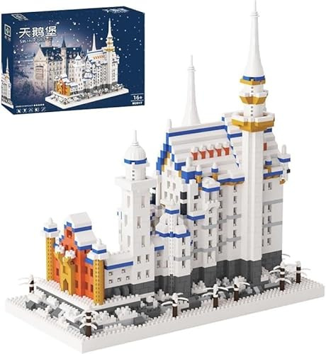 Tirff Schloss Neuschwanstein Bausteine Bausatz, 2800 Klemmbausteine Mini-Bauklotz-Set Berühmte Architektur, Konstruktionsspielzeug Baustein Modell MOC Haus Nicht Kompatibel mit L*go Haus