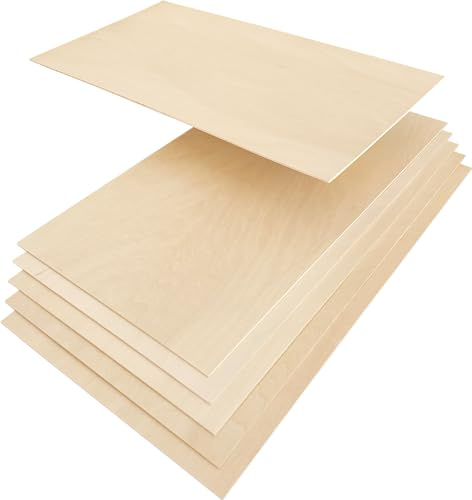 Baltische Birke, 3 mm Sperrholz, 3 mm Sperrholz, Handwerksqualität B/BB Furnier, Box mit 6 Bögen, erhältlich für Laser- und CNC-Schneiden, Gravieren, Holzverbrennung, DIY-Handarbeit, Kunstmalerei, von
