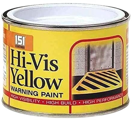 PEBBLE HUG 151 Coatings HiVis Yellow Warning Paint, High Visibility, High Build Paint Tin for Road, Highways, Pedestrian Markings (Pack of 1, 180 ML)