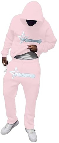 EGSDMNVSQ Tuta Uomo Y2K Hoodie Lettere Stampa Tuta Sportiva Felpe con Cappuccio Larghe e Pantaloni da Jogging Abbigliamento Sportivo in 2 Pezzi Unisex Tuta per Il Tempo Libero Hip Hop Streetwear