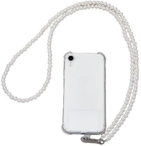 HOBBIESAY Pearl Phone Lanyard Universal Cell Phone Lanyard 24.8In Crossbody Phone Chain Strap Detachable Neck Strap with Phone Tether Pabs Beaded Phone Charms Straps Compatible for Most Smartphones