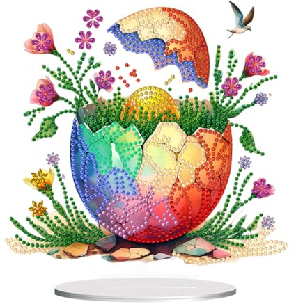 Starnearby DIY Diamond Painting Ostern Deko, Ostern Malerei Ostereier Tischdeko, Diamant Painting Ostereier, Diamant Malerei Frühling Ornamente Festliches Geschenk Ostern (H)
