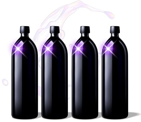 ANCEVIA MIRON Aquarius 4x1000ml Wasserflasche - SM130021-204 inkl. Verschluss - RGB43D1A001-200 besserer UV-Schutz als Braunglas! - aqua bottle
