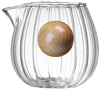 Jarsense Mini pot à lait, pot à mousser en verre cristal de 60 ml avec poignée en bois pour café, lait, sauce maison, cuisine