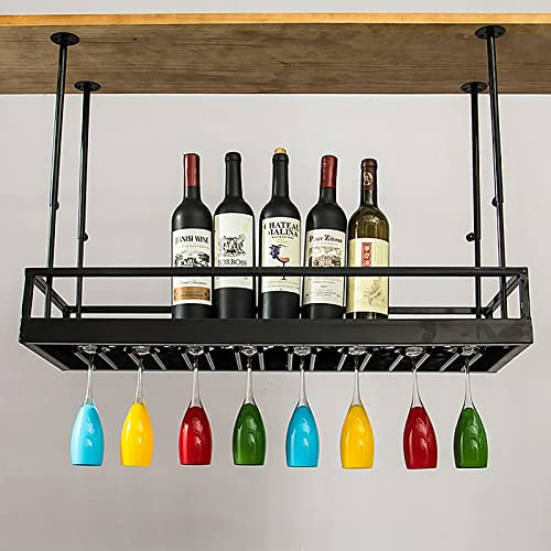 IBOWZ Deckenverzierung Deckenregal Stemware Weinglas-Hängegestell, Höhenverstellbar, Weinbecherhalter für Deckenmontage, Weinkelchhalter aus Metall für Bar-Küchen-Restaurants
