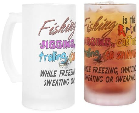 CafePress Art Fishing 16 oz Frosted Glass Beer Mug