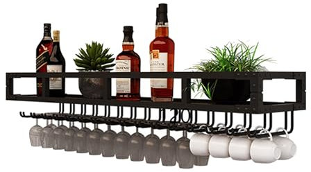LED-beleuchtetes Weinregal zur Wandmontage, mit Glashalter, modernes Flaschenregal für Bar, stilvolles Weinglas-Präsentationsregal für Getränkeregal