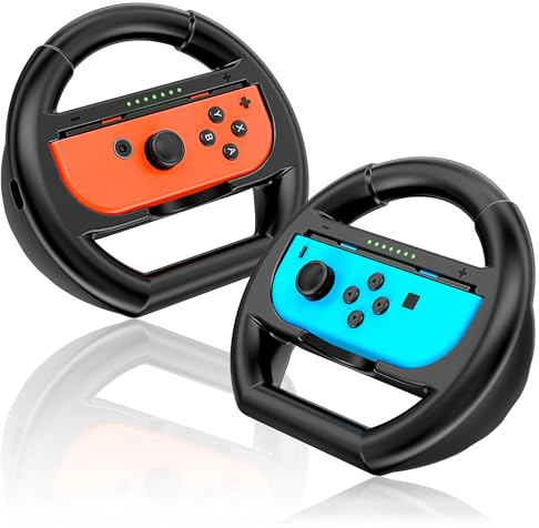 Shadowin 2 Packs Steering Wheels Compatible with Nintendo Switch & OLED Controller, Switch Racing Wheels Controller Accessories for Mario Kart 8 Deluxe