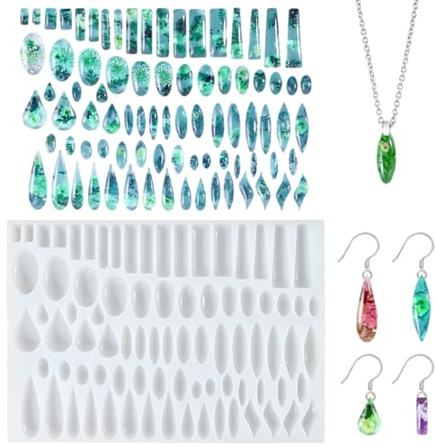 Silikonform Ohrringe, Ovale Schmuckform Tropfen Ohrringe Gießharz Form Cabochon Epoxidharz Formen Schmuck für Schmuckherstellung, DIY Anhänger Halskette (weiß)