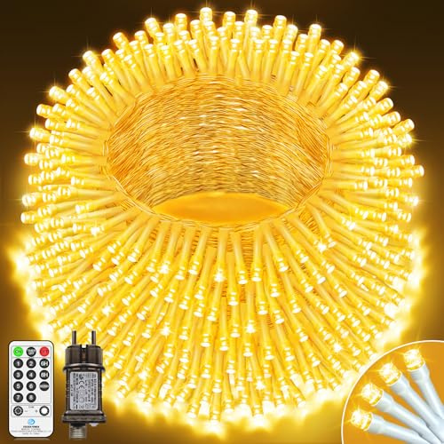 LYNNON LED Lichterkette Außen 30m 1000 LED Lichterkette Innen 8 Modi mit Fernbedienung Timer Outdoor Lichterkette Wasserdicht für Party Hochzeit Garten Balkon Camping Weihnachtsbaum Deko(Warmweiß)