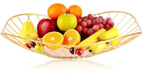 Eyerayo Metal Wire Fruit Baskets Decorative Display Basket Fruit Bowl Desktop Bread Snacks Stand Vegetables Storage Rack for Kitchen Counter 27.5 cm