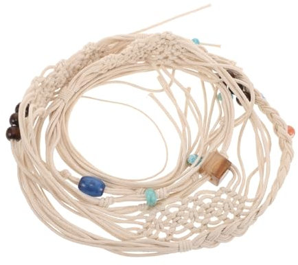 Holibanna Damen-taillengürtel Aus Gewebtem Seil Boho-Stil Mit Quaste Und Perlen Taillengürtel Für Kleider Röcke Und Tuniken Langlebig Und Lichtbeständig