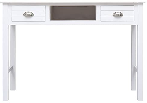 HEFZGDB Schreibtisch Weiß 108x45x76 cm Massivholz Paulownia Konferenztisch Computertische Kleiner Tisch Schreibtisch Groß für Küche Schlafzimmer Wohnbereich Arbeitszimmer