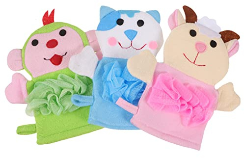 Vaguelly 3stücke Teiliges Cartoon-junge Mädchen-badehandschuhe Exfolierende Waschhandschuhe Für Sanfte Reinigung Für Junge Mädchen Und Kleinkinder Farben Für Entspannendes Bad