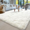 Alfombra de pelo largo para salón, 140 x 200 cm, color crema, mullida, para dormitorio, moderna, de felpa, salón, cama, alfombra de pelo alto, antideslizante, para habitación infantil