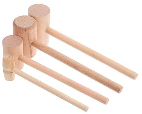 BESPORTBLE 4pcs Crab Cracking Hammer and Wood Mallet Set, Mini Wooden Seafood Mallet for Cake Making and DIY, Natural Wood Crab Hammer for Kitchen and Seafood Preparation