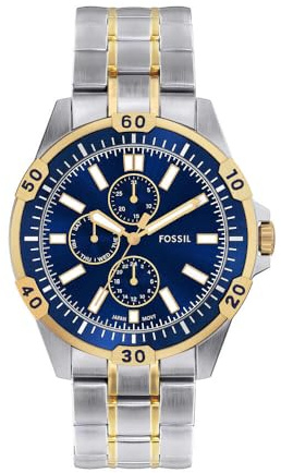Fossil Garrett Orologio Uomo, Movimento Multifunzione al Quarzo con cinturino in acciaio inossidabile o pelle
