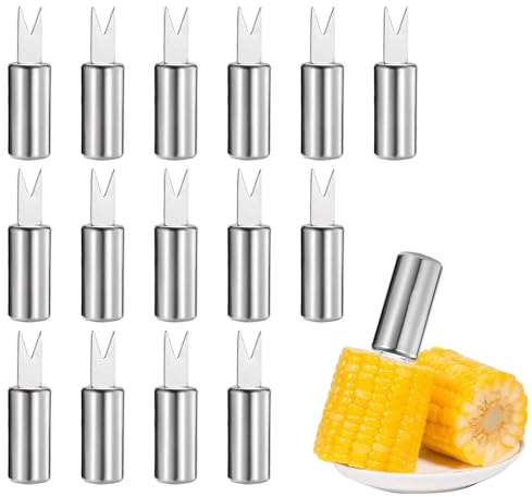 15 PCS Corn on The Cob Skewers, Stainless Steel Sweetcorn Holders for BBQ, Camping, Kitchen, Party, Durable Corn Cob Forks