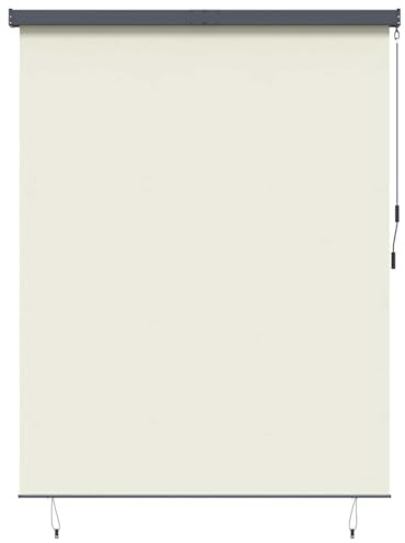 vidaXL Outdoor Roller Blind Striped Manual Cream 200 x 250 cm Fabric, Balcony Blinds, Modern Rectangular, Heat-Resistant Roller Shades, Outdoor Privacy, UV Protection, Space Saving Design