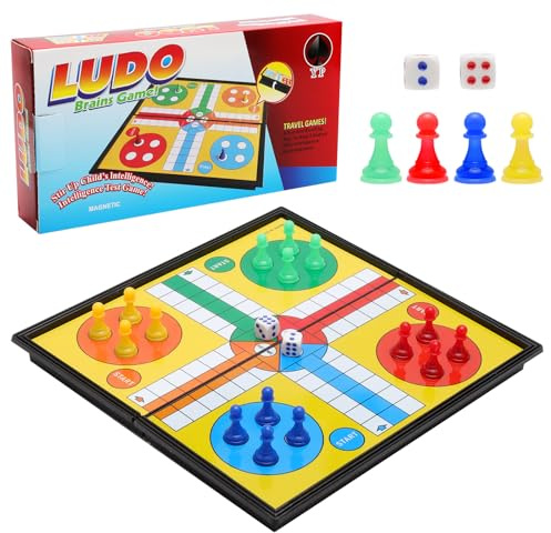 Ludo Magnetisches Faltbares Fliegendes Schach Magnetisches Ludo Reisespiel – Faltbares Fliegendes Schach Brettspiel für Kinder und Anfänger – Würfelspiel mit Figuren und tragbarem Aufbewahrungsbrett