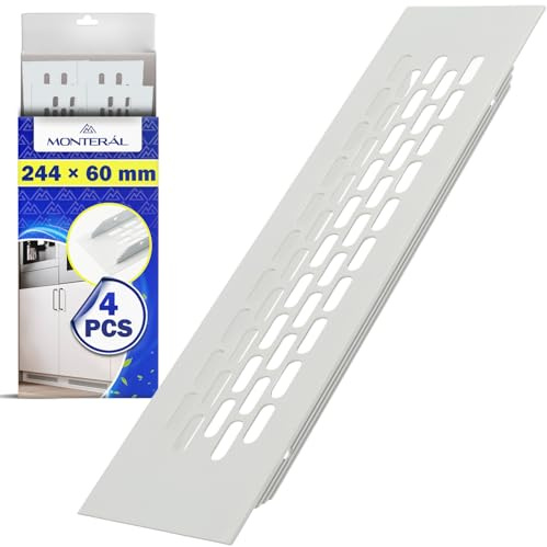 4 Pieces Air Vent Cover 244 x 60 mm - White Aluminium Ventilation Grill