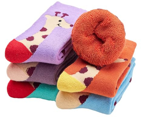 Alxad Calcetines Térmicos de Algodón Niños 5 pares de Invierno Calcetines de Lana Gruesos y Cálidos Animal para Niños y Niñas, 1-12 años