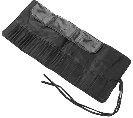 Cryfokt Travel Makeup Brush Organizer Svart Makeup Brush Roll Hållare för Resor och Korta Semesterresor