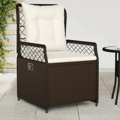 Tonture Gartensessel 2er Set, Verstellbar, Braun, Poly Rattan, mit Kissen, UV-beständig, für Outdoor Balkon & Garten, Max. 110 kg pro Sitz