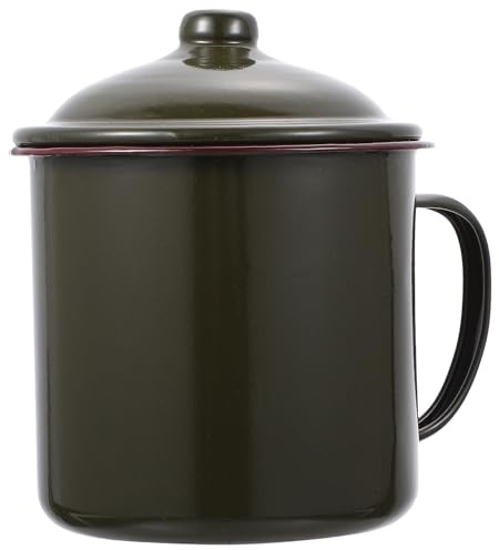 WESIEVYA Tazza Vintage in Ferro Smaltato Verde Aspetto Cinese Retrò Multifunzionale per Uso Quotidiano in Ufficio e Caffetteria Design Unico e Creativo
