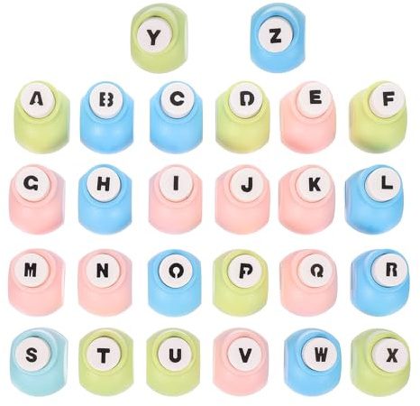 UKCOCO Perforadora de Letras Metálica y Plástica para Manualidades, 26 Letras del Alfabeto, Perforadora de Papel para Álbumes de Recortes y Bricolaje Creativos, Uso en Papel, Tela y