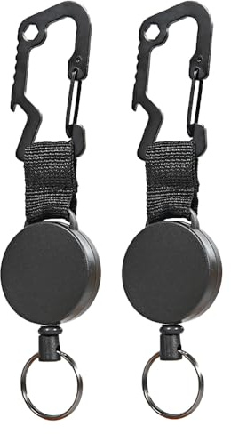 YFTRFR 2 Piezas Llaveros Extensibles Retráctil Resistente Fune Metallica in Acciaio para Llaves Tarjetas de Identificación de Cómodo y Fácil de Usar Resistente y Duradero Negro