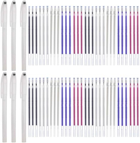 SWYZOR 6 Stück Trickmarker Nähen, Hitze Löschbare Gelstifte Mit 30 Ersatzminen Für Stifte, 5 Farben Schneiderkreide Stift, Nähzubehör Stoffmarkierstift, Nähmaschine Zubehör, Sewing Accessories