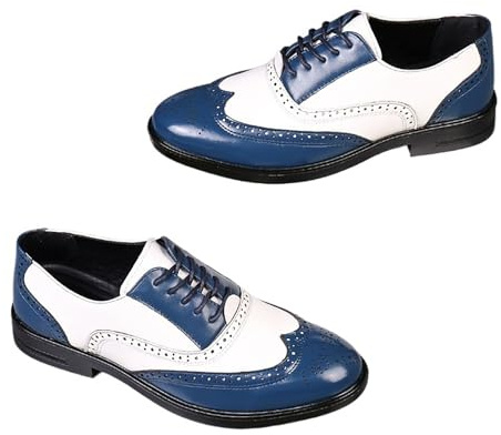 Oxford Klänningsskor Män Lättvikts Bekväma Formell For Bröllop Fest Och Evenemang Med Gummisula(Blue,38 EU)